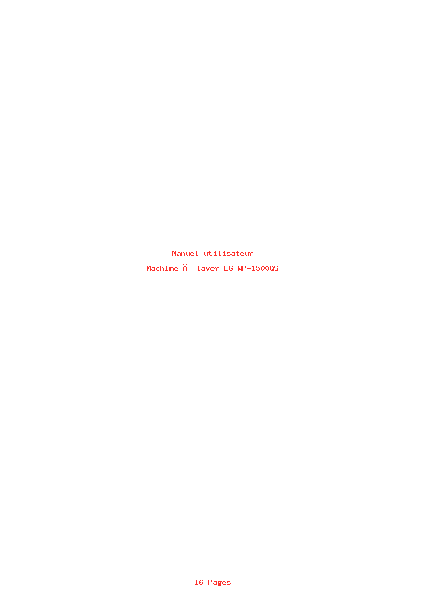 Page 1 de la notice Manuel utilisateur LG WP-1500QS