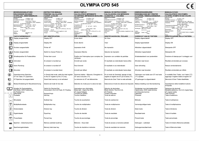 Page 1 de la notice Manuel utilisateur Olympia CPD 545