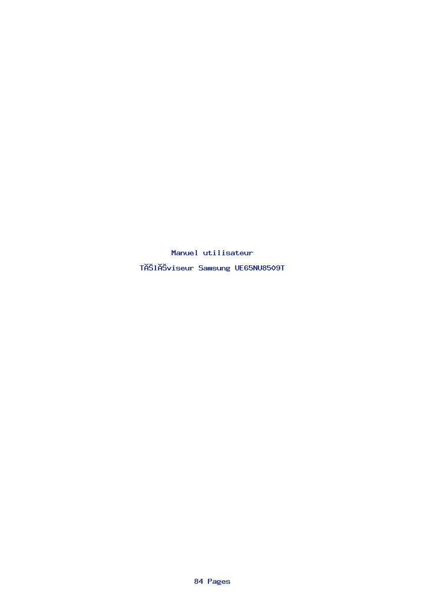 Page 1 de la notice Manuel utilisateur Samsung UE65NU8509T