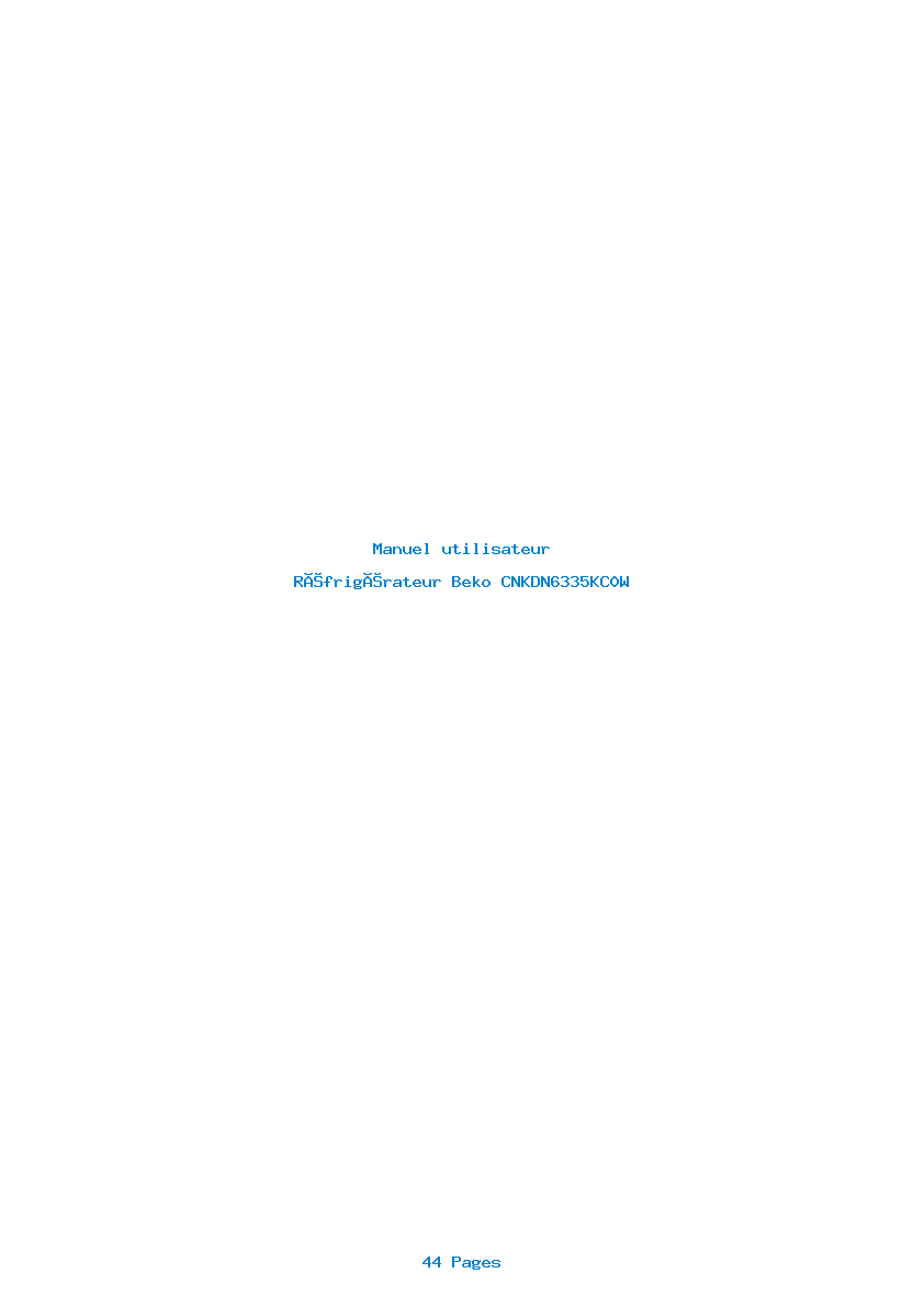 Page 1 de la notice Manuel utilisateur Beko CNKDN6335KC0W