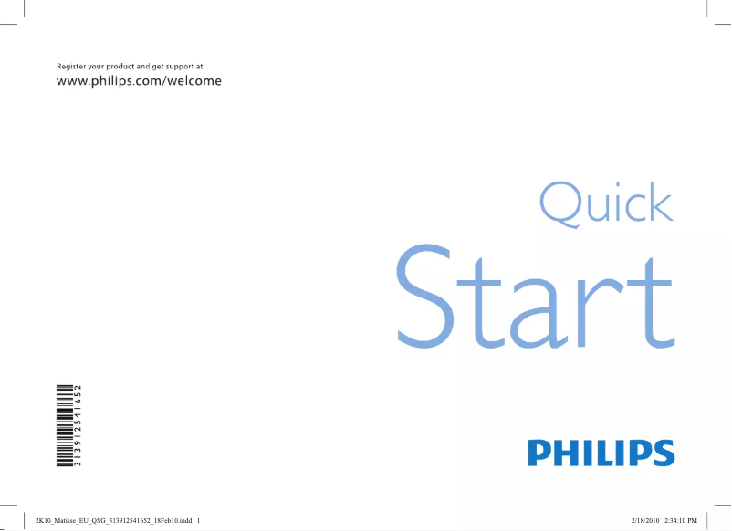 Page n°1 - Guide de démarrage rapide Philips 37PFL7675H