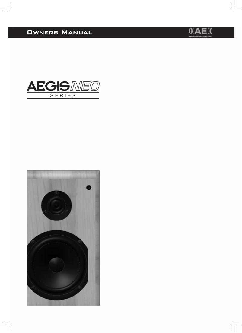 Page 1 de la notice Manuel utilisateur Acoustic Energy Aegis Neo