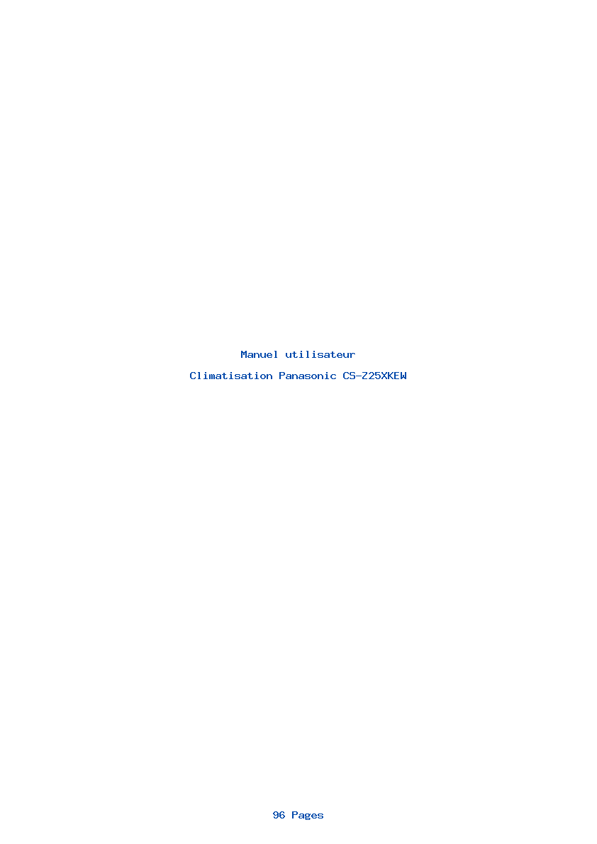 Page 1 de la notice Manuel utilisateur Panasonic CS-Z25XKEW