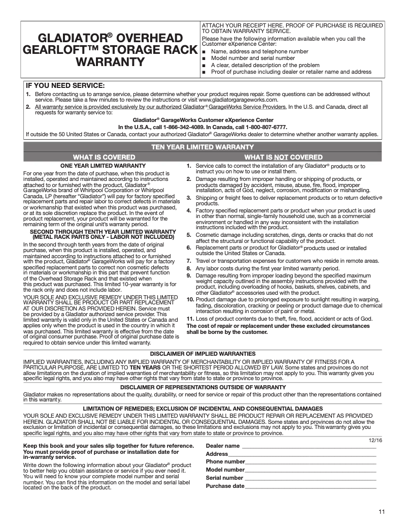 Page 1 de la notice Mode d'emploi Gladiator GALS48M4JG