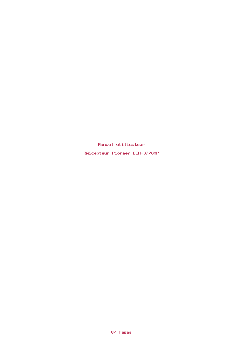 Page 1 de la notice Manuel utilisateur Pioneer DEH-3770MP