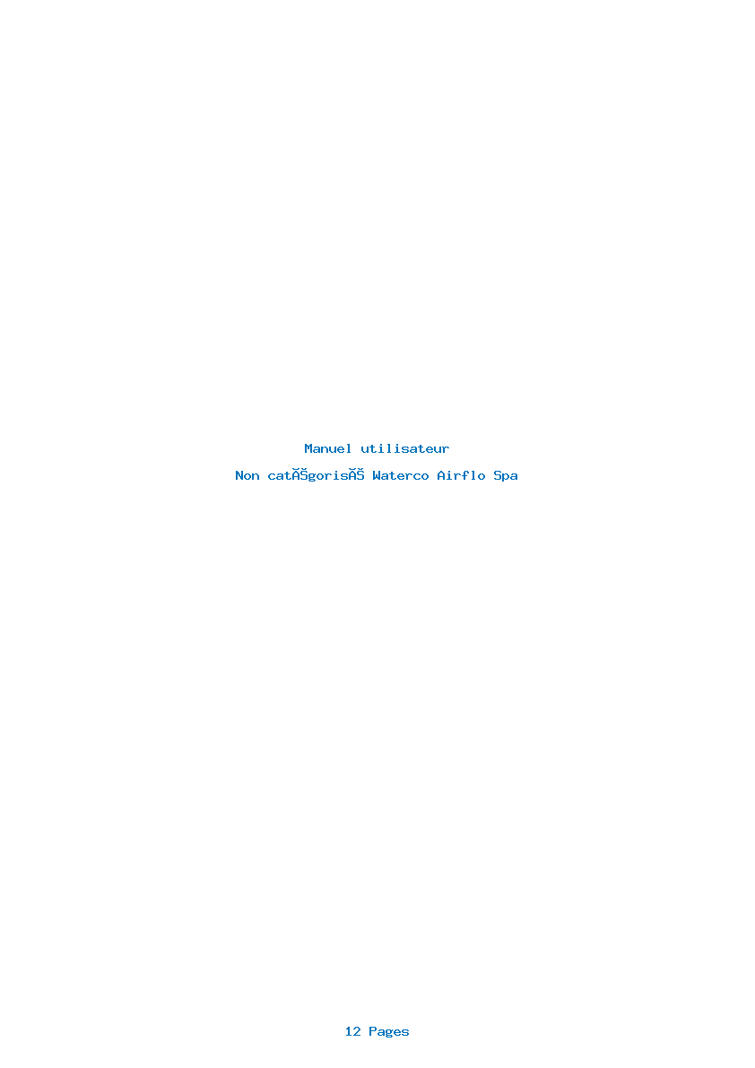 Page 1 de la notice Manuel utilisateur Waterco Airflo Spa