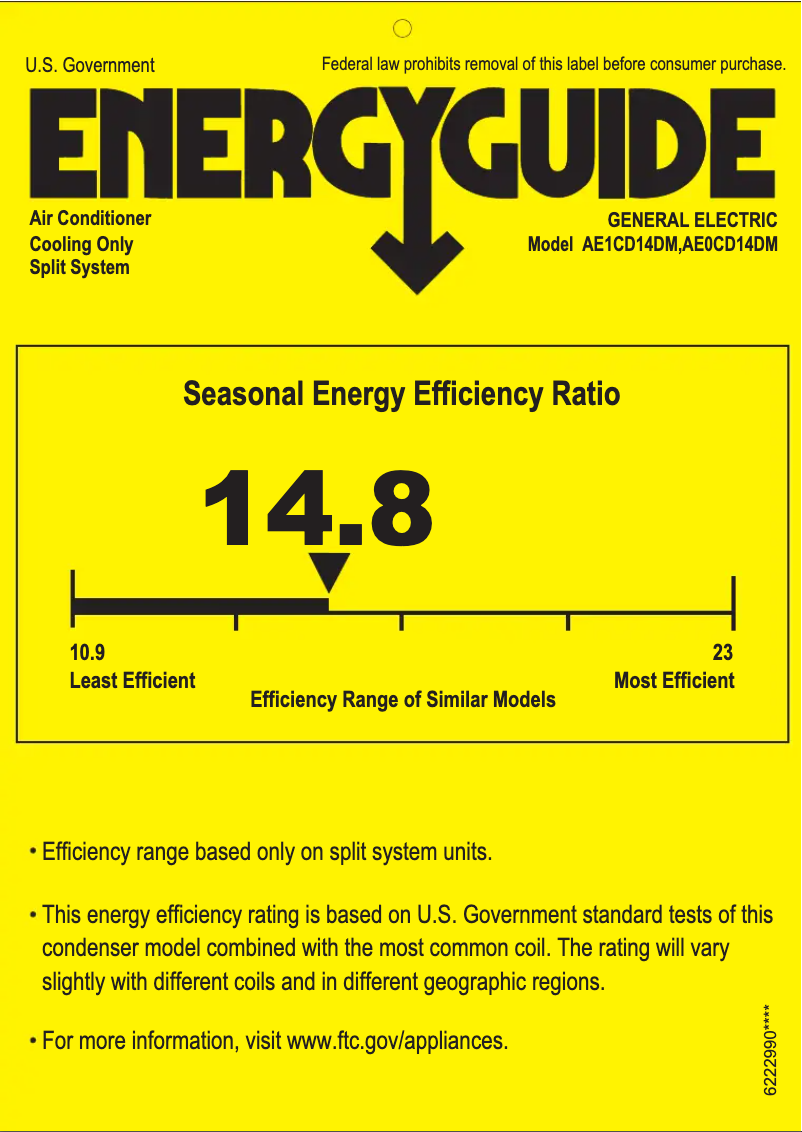 Página 1 del manual Etiqueta energética GE AE0CD14DM