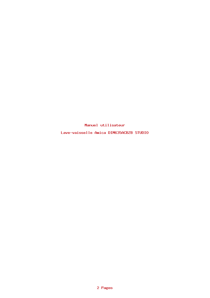 Page 1 de la notice Manuel utilisateur Amica DIM635ACBZB STUDIO