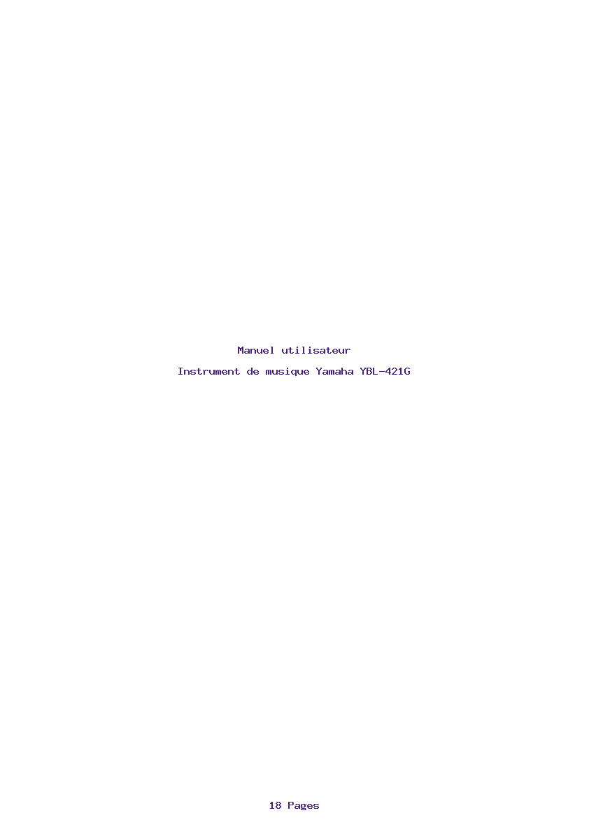 Page 1 de la notice Manuel utilisateur Yamaha YBL-421G