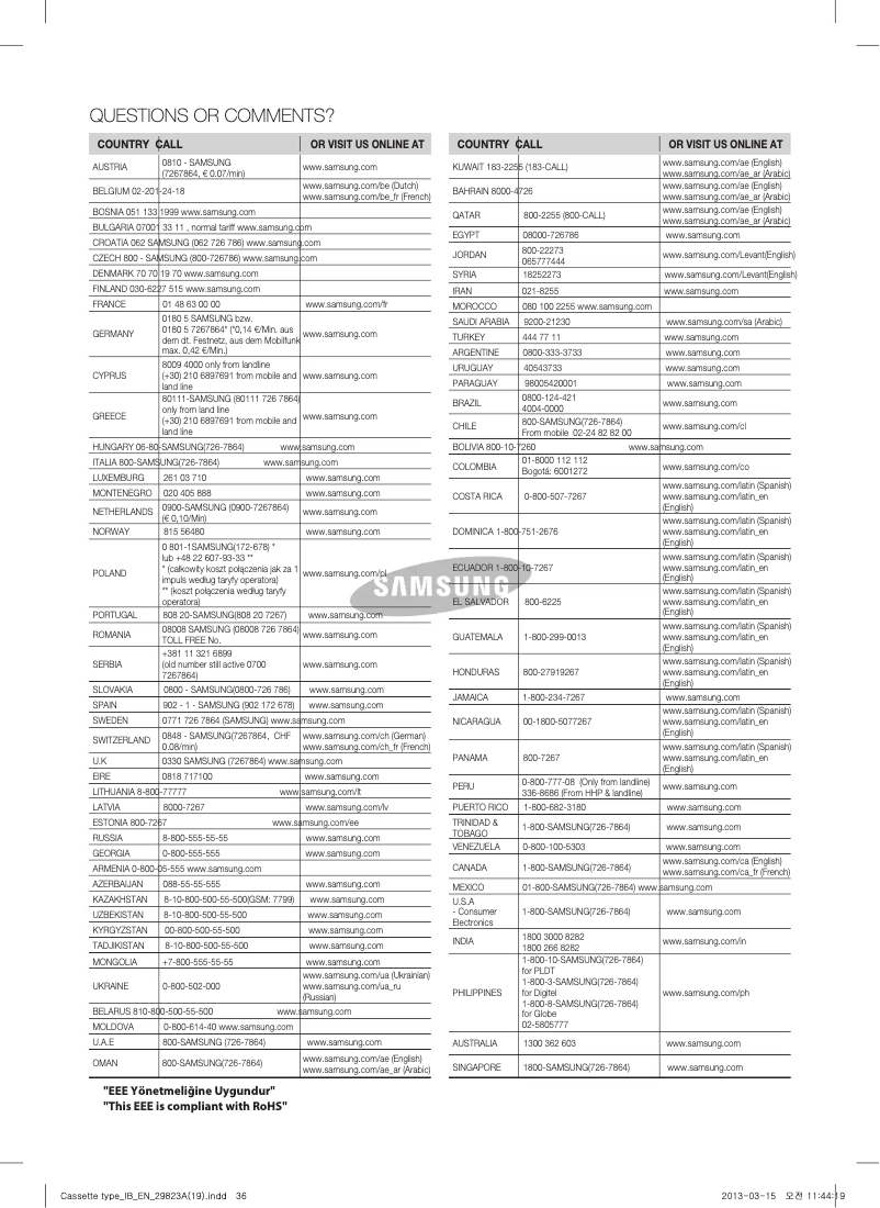 Página 1 del manual Manual de usuario Samsung AVXCMH028EE