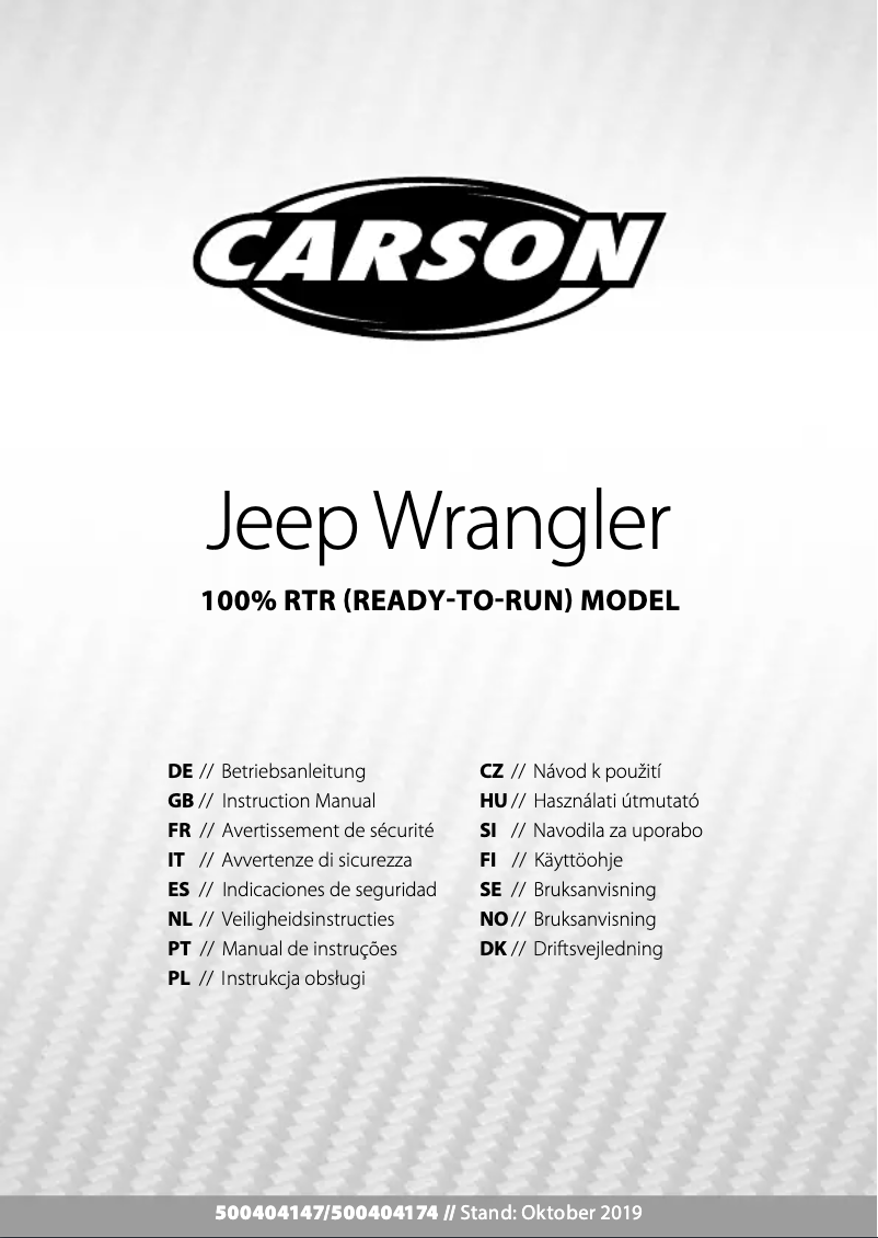 Page 1 de la notice Manuel utilisateur Carson Jeep Wrangler