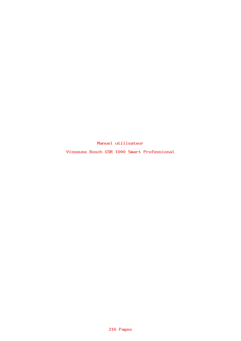 Page 1 de la notice Manuel utilisateur Bosch GSR 1000 Smart Professional