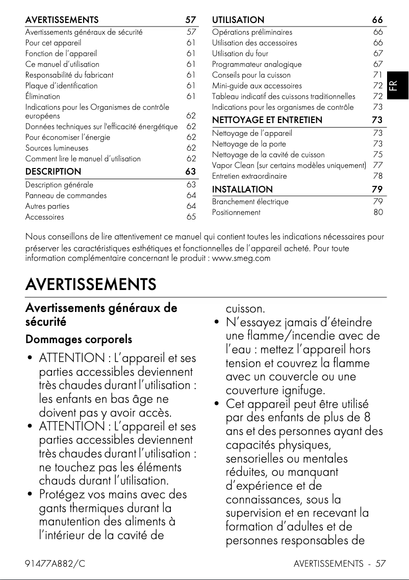 Página 1 del manual Manual de usuario Smeg SF6400PZB