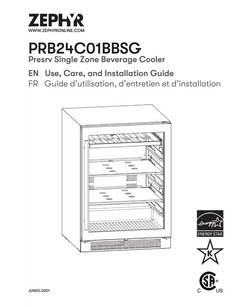 Page 1 de la notice Guide d'installation Zephyr PRB24C01BBSG