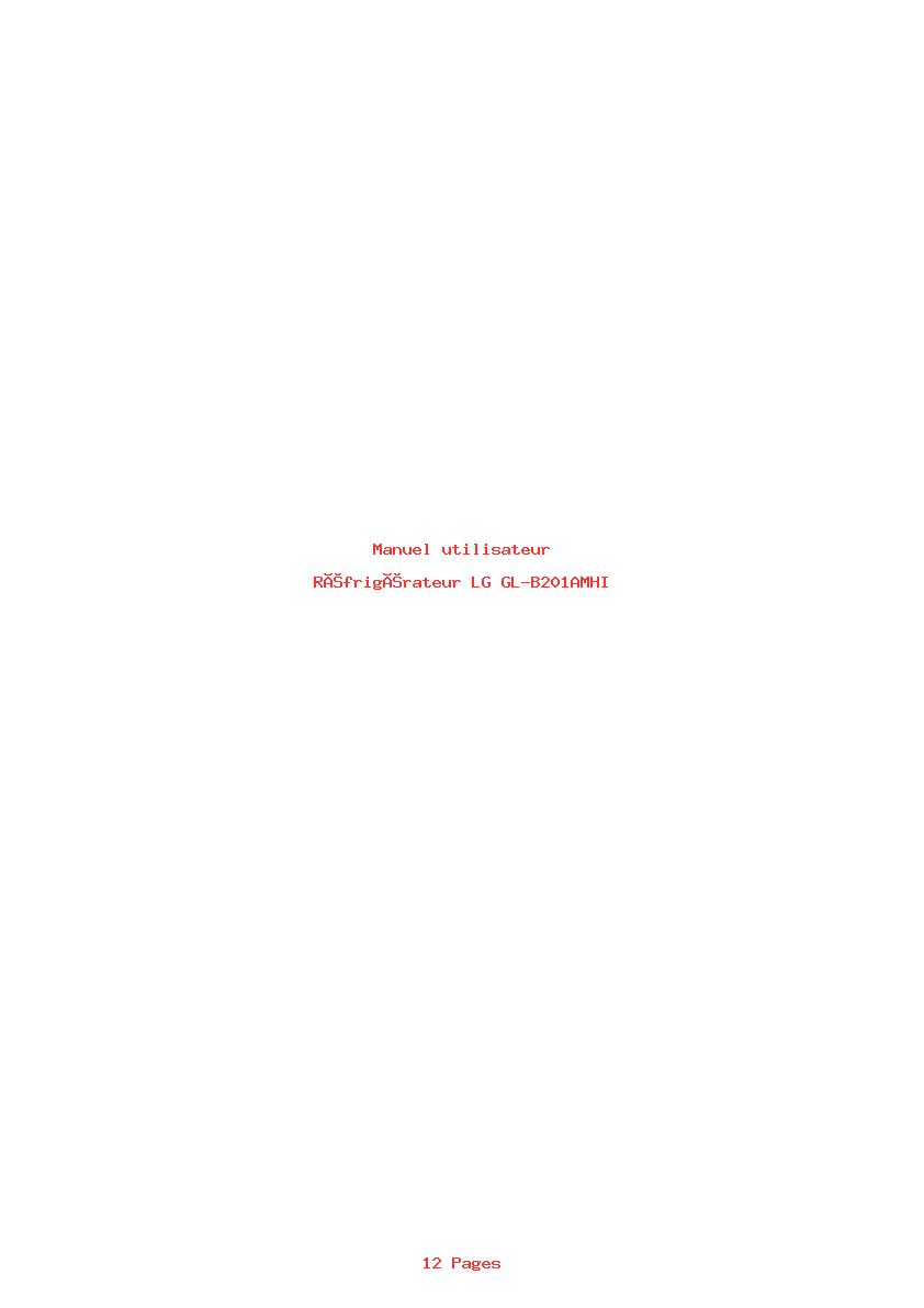Page 1 de la notice Manuel utilisateur LG GL-B201AMHI