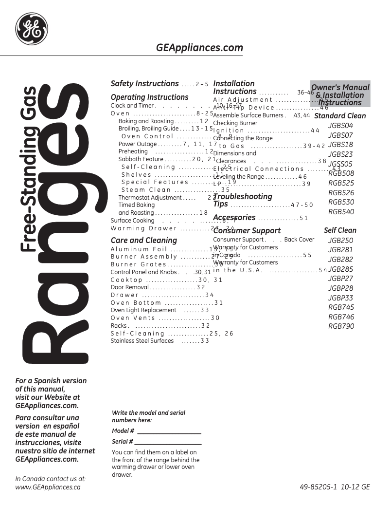 Page 1 de la notice Guide d'installation GE JGBP28SETSS