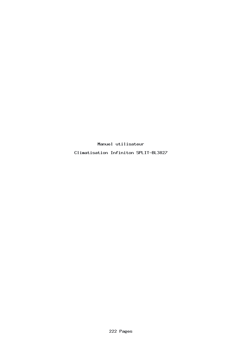 Page 1 de la notice Manuel utilisateur Infiniton SPLIT-BL3827
