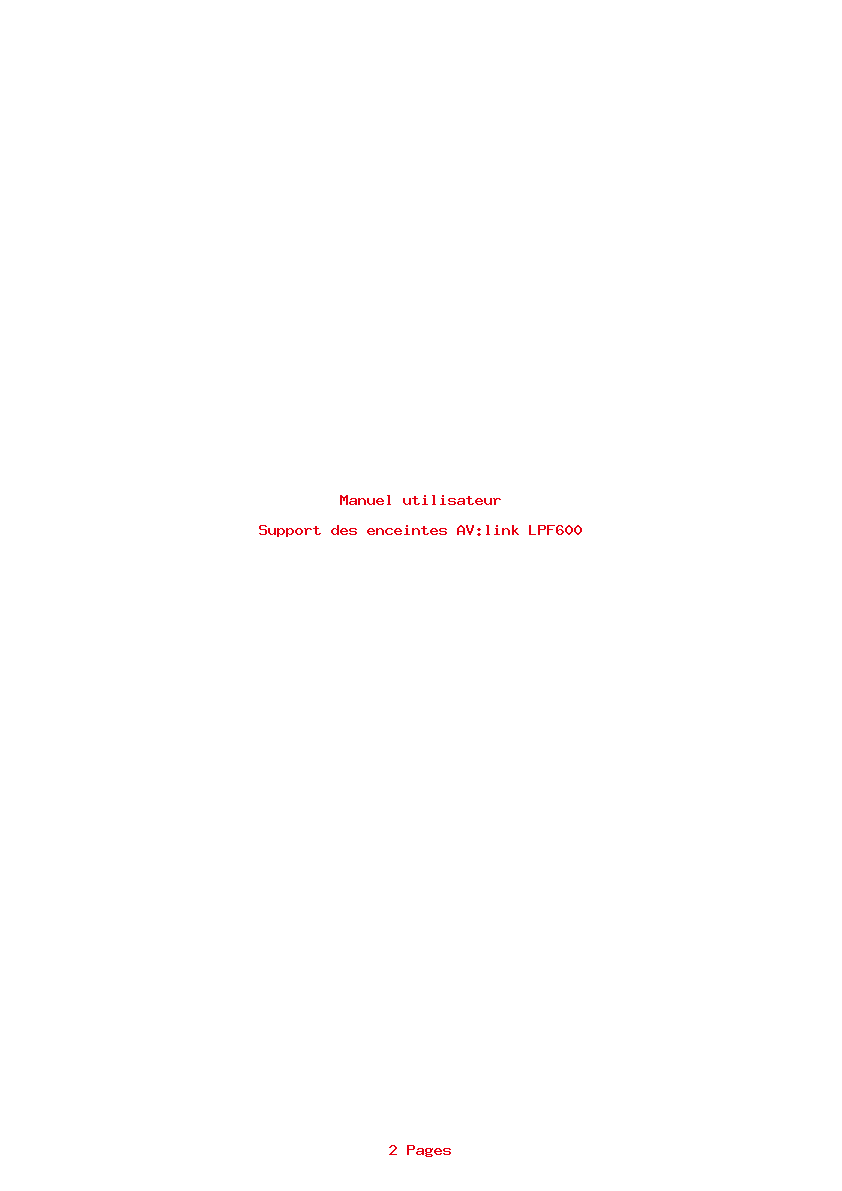 Page 1 de la notice Manuel utilisateur AV:link LPF600