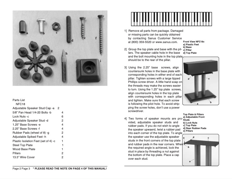Page 1 de la notice Manuel utilisateur Sanus NFC18