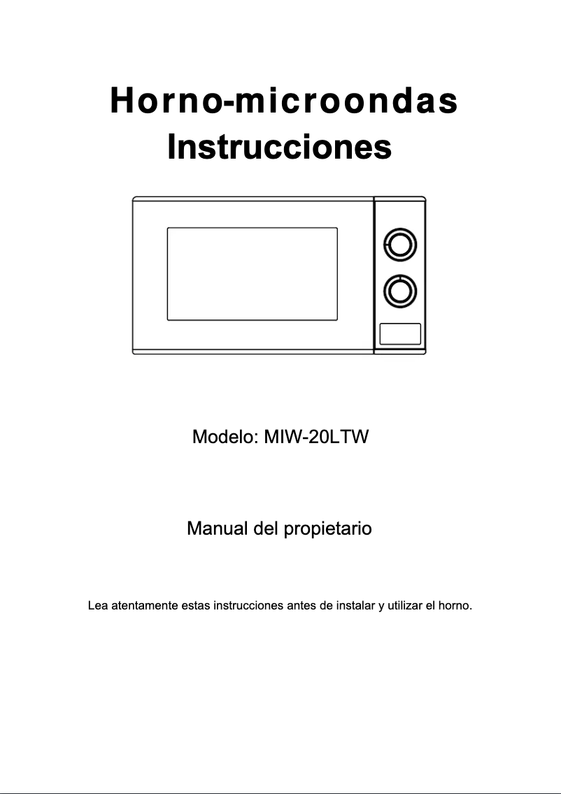 Page 1 de la notice Manuel utilisateur Milectric MIW-20LTW