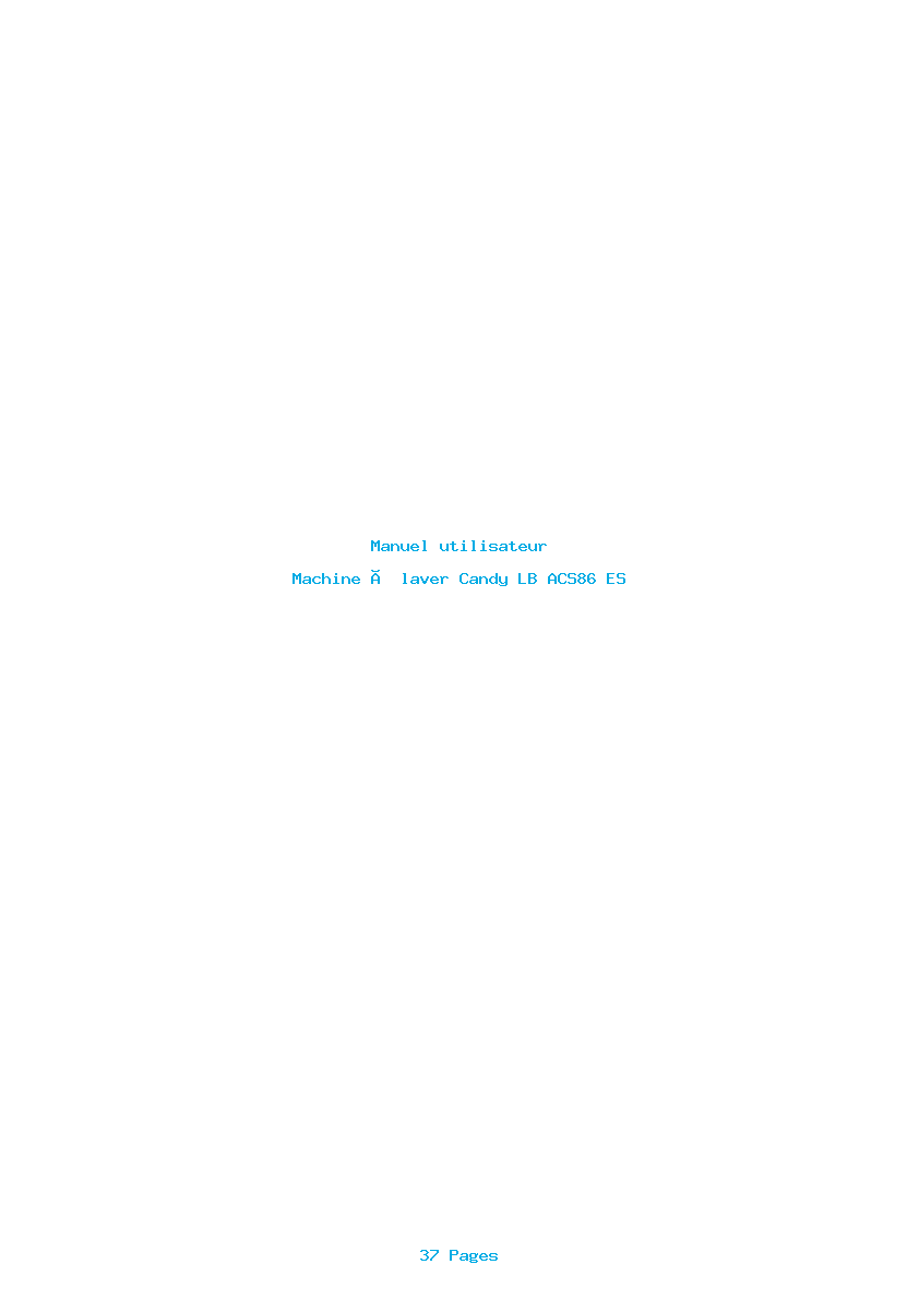 Page 1 de la notice Manuel utilisateur Candy LB ACS86 ES