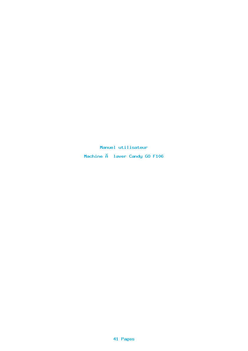 Page 1 de la notice Manuel utilisateur Candy GO F106