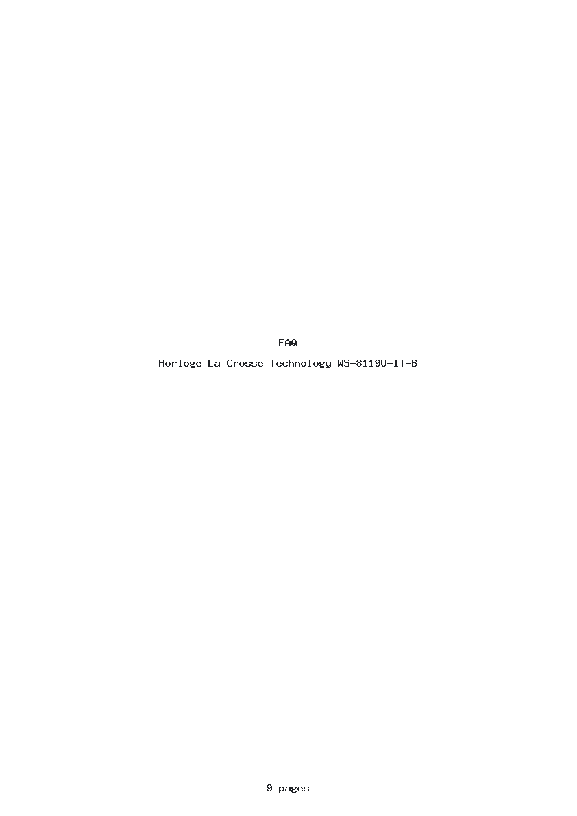 Page 1 de la notice FAQ La Crosse Technology WS-8119U-IT-B