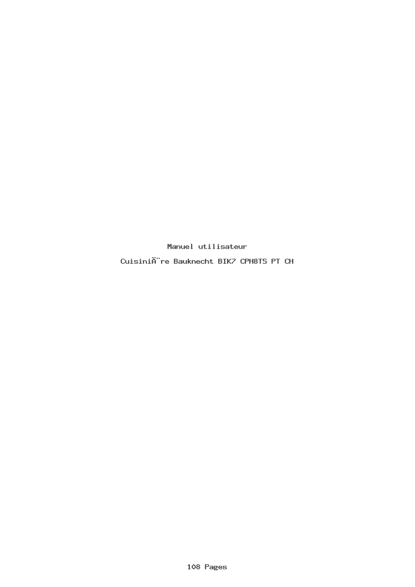 Page 1 de la notice Manuel utilisateur Bauknecht BIK7 CPH8TS PT CH
