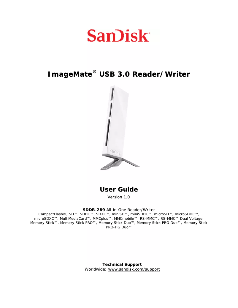 Page 1 de la notice Manuel utilisateur Sandisk ImageMate All-in-One