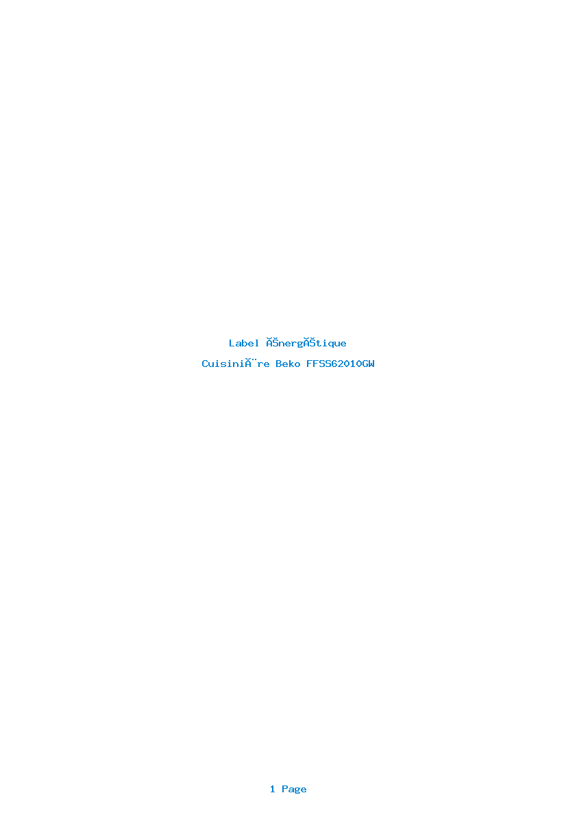 Page 1 de la notice Label énergétique Beko FFSS62010GW