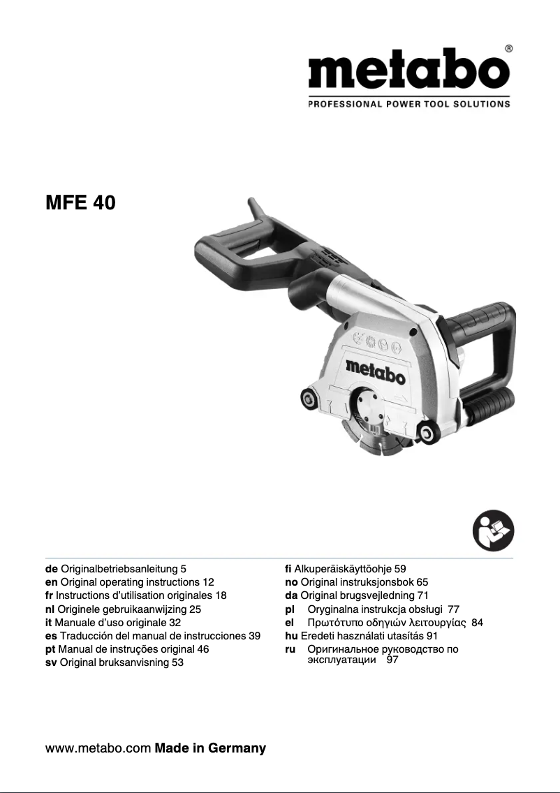 Page 1 of the manual User Manual Metabo MFE 40