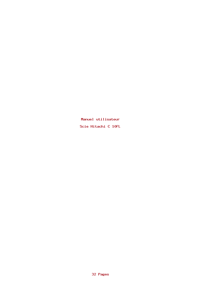 Page 1 de la notice Manuel utilisateur Hitachi C 10FL