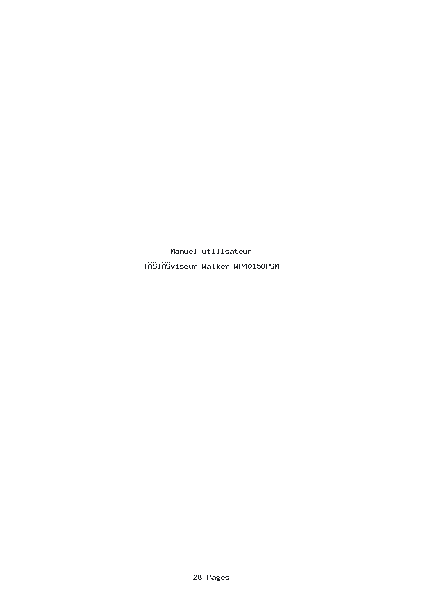 Page 1 de la notice Manuel utilisateur Walker WP4015OPSM