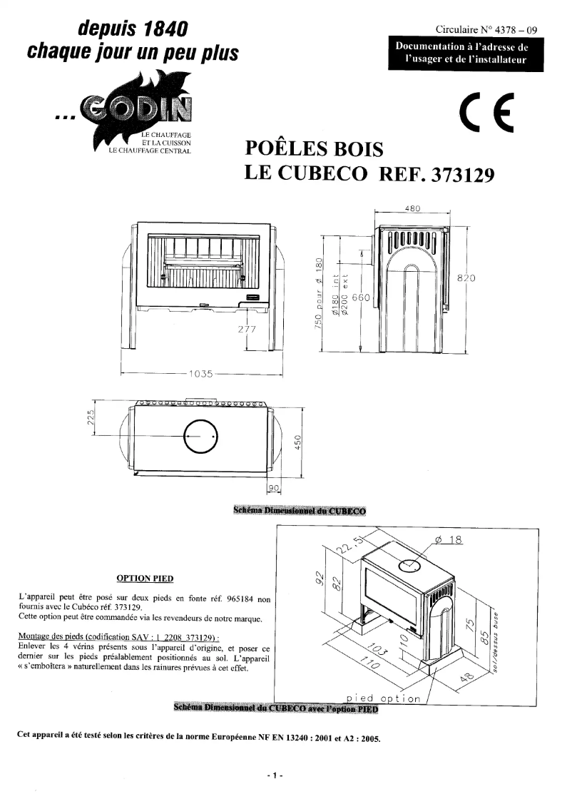 Page 1 de la notice Manuel utilisateur Godin Cubeco