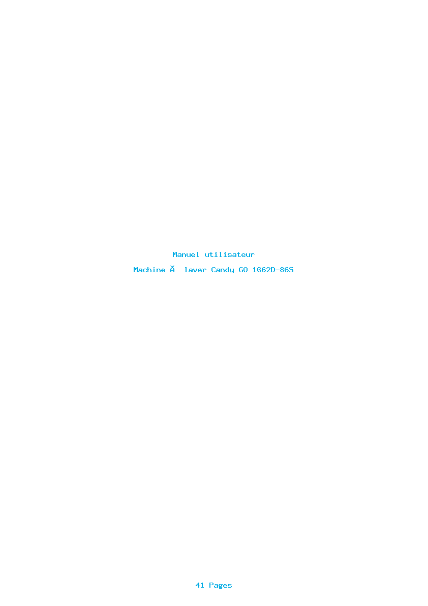 Page 1 de la notice Manuel utilisateur Candy GO 1662D-86S