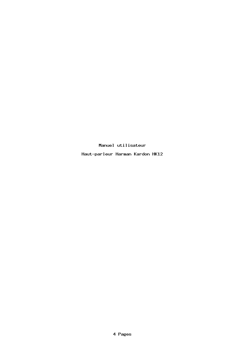 Page 1 de la notice Manuel utilisateur Harman Kardon HK12