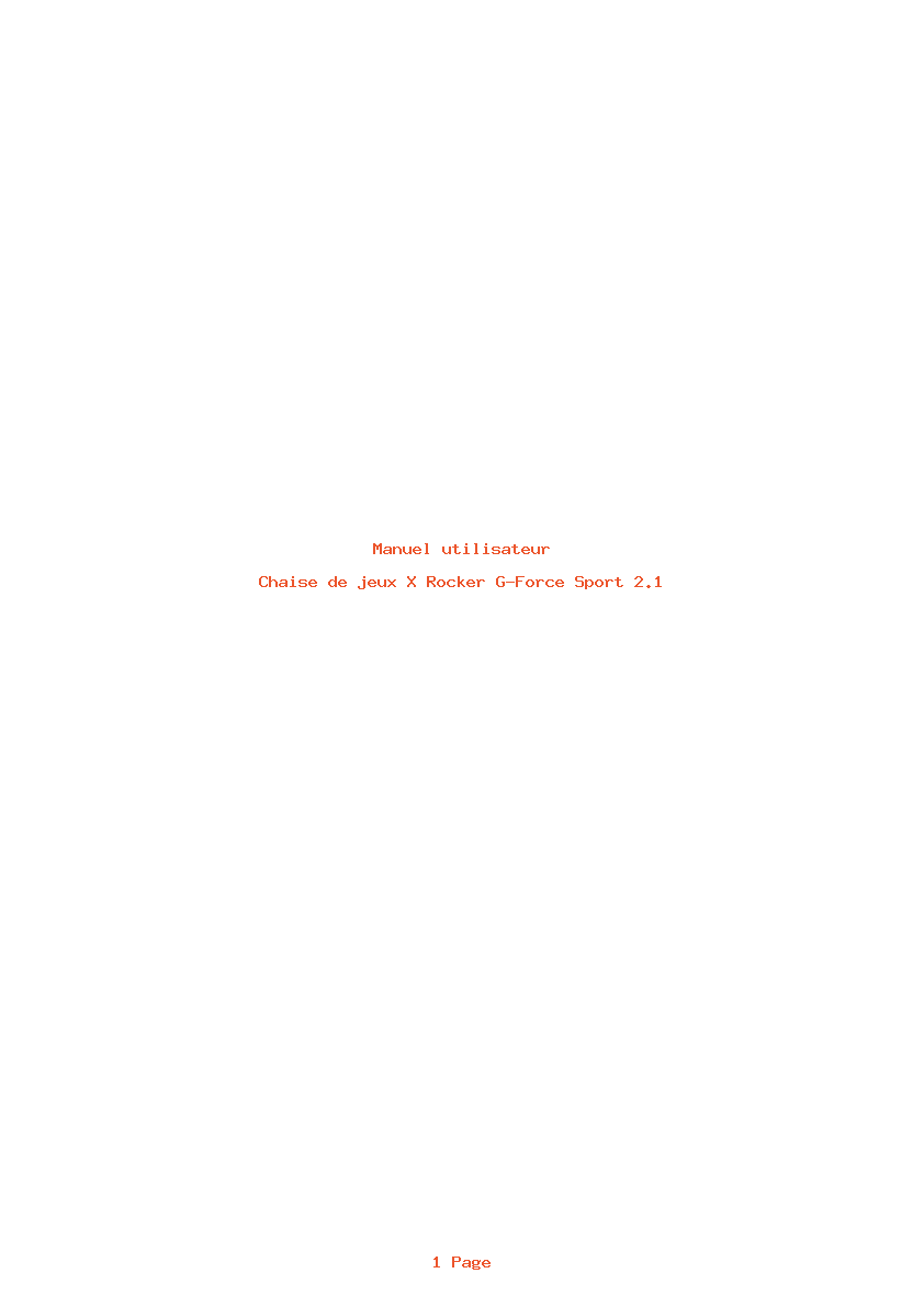Page 1 de la notice Manuel utilisateur X Rocker G-Force Sport 2.1