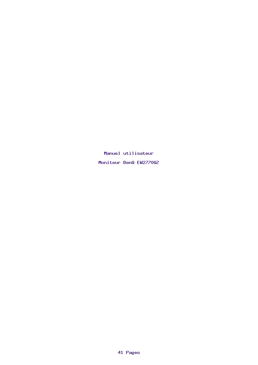 Page 1 de la notice Manuel utilisateur BenQ EW2770QZ
