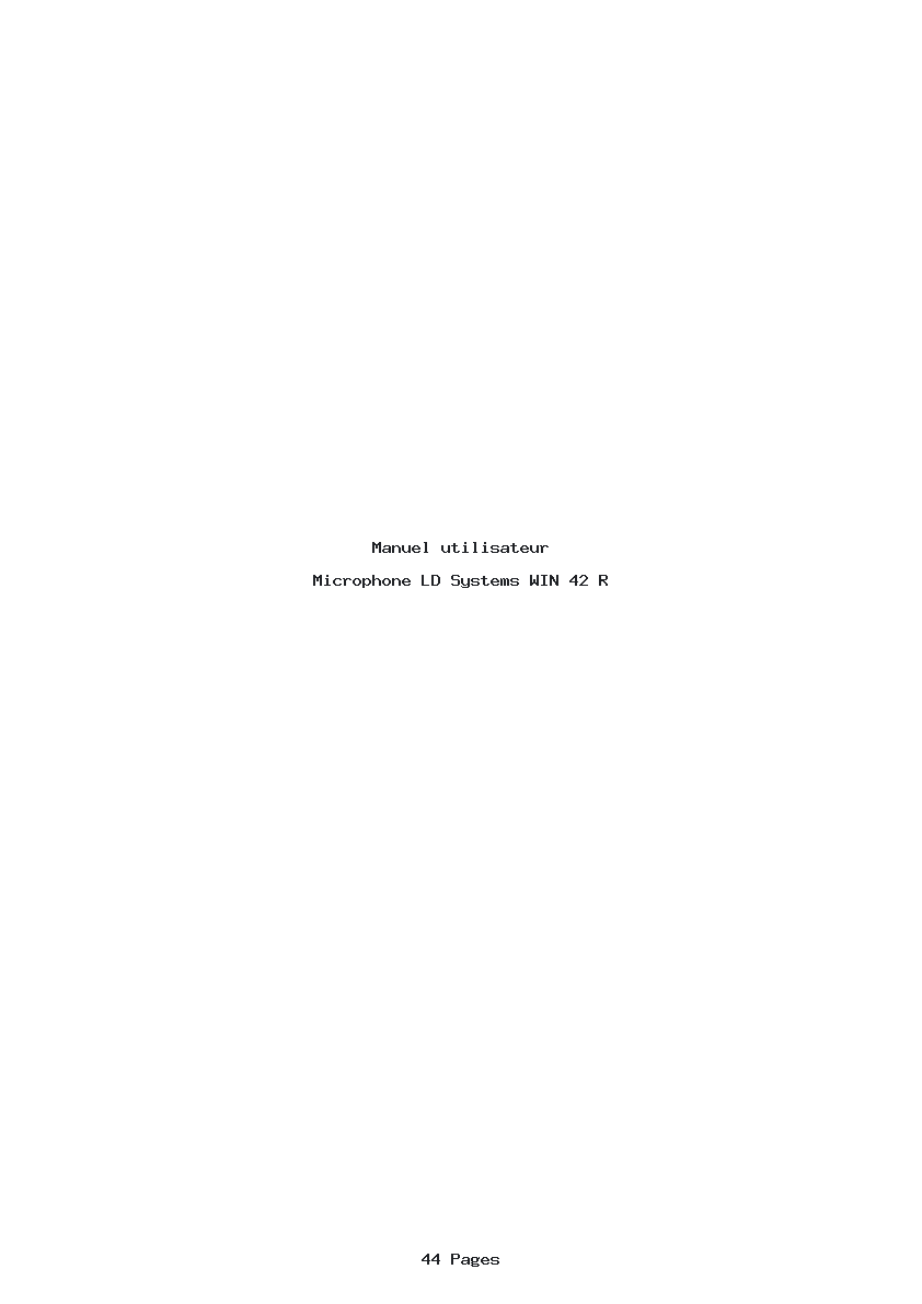 Page 1 de la notice Manuel utilisateur LD Systems WIN 42 R