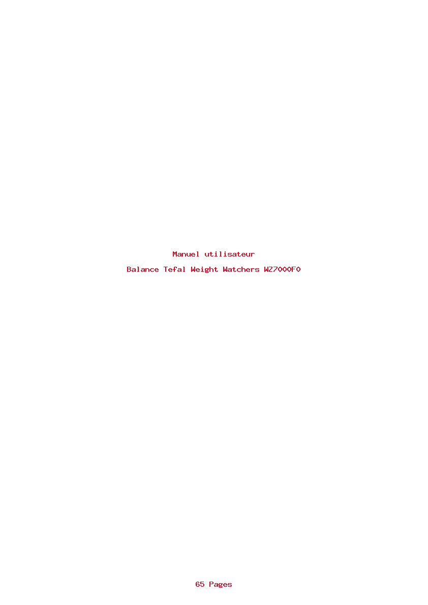 Page 1 de la notice Manuel utilisateur Tefal Weight Watchers WZ7000F0