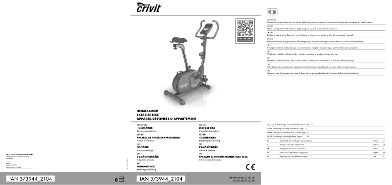 Page 1 de la notice Manuel utilisateur Crivit IAN 373944