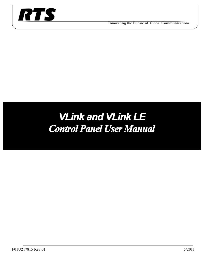 Page 1 de la notice Manuel utilisateur RTS VLink Device Interface