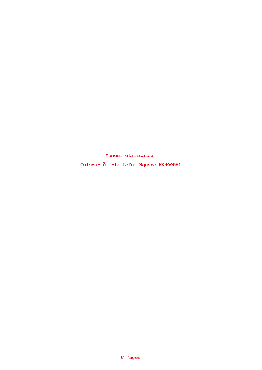 Page 1 de la notice Manuel utilisateur Tefal Square RK400951