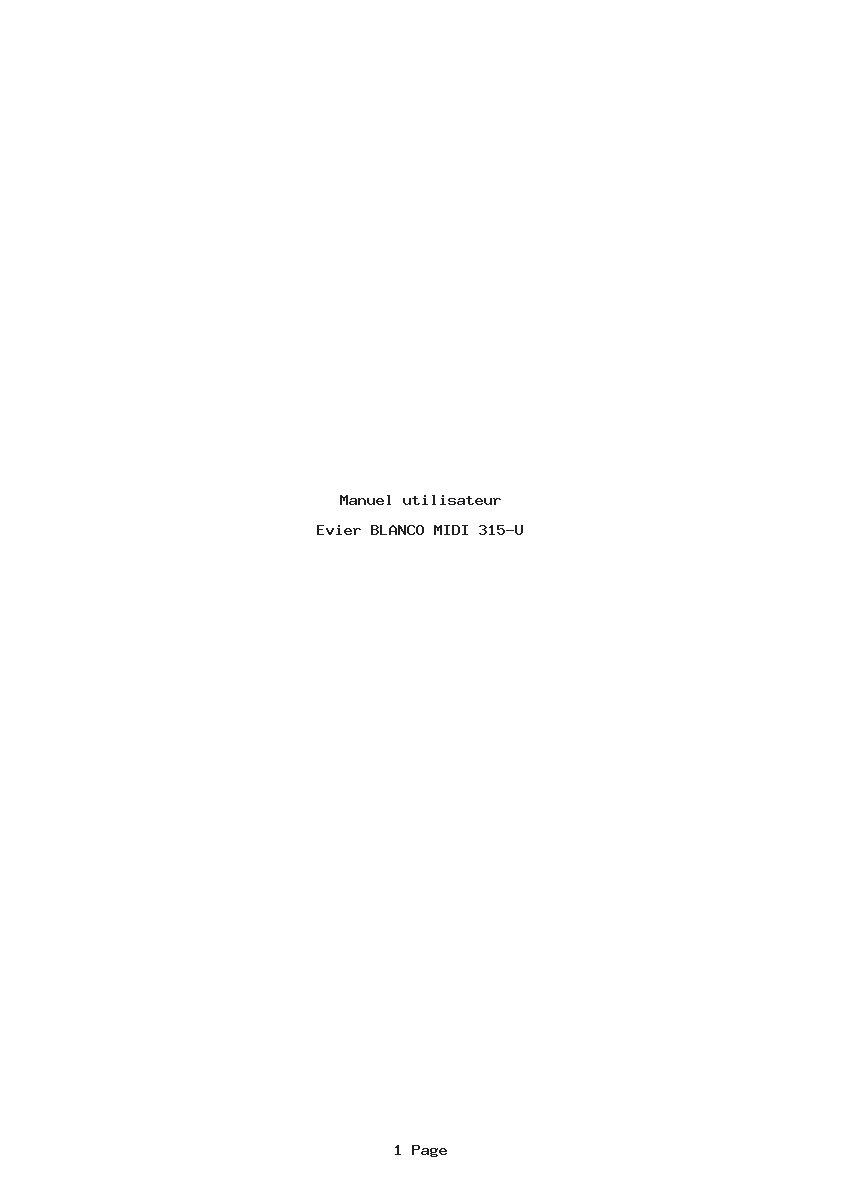 Page 1 de la notice Manuel utilisateur BLANCO MIDI 315-U