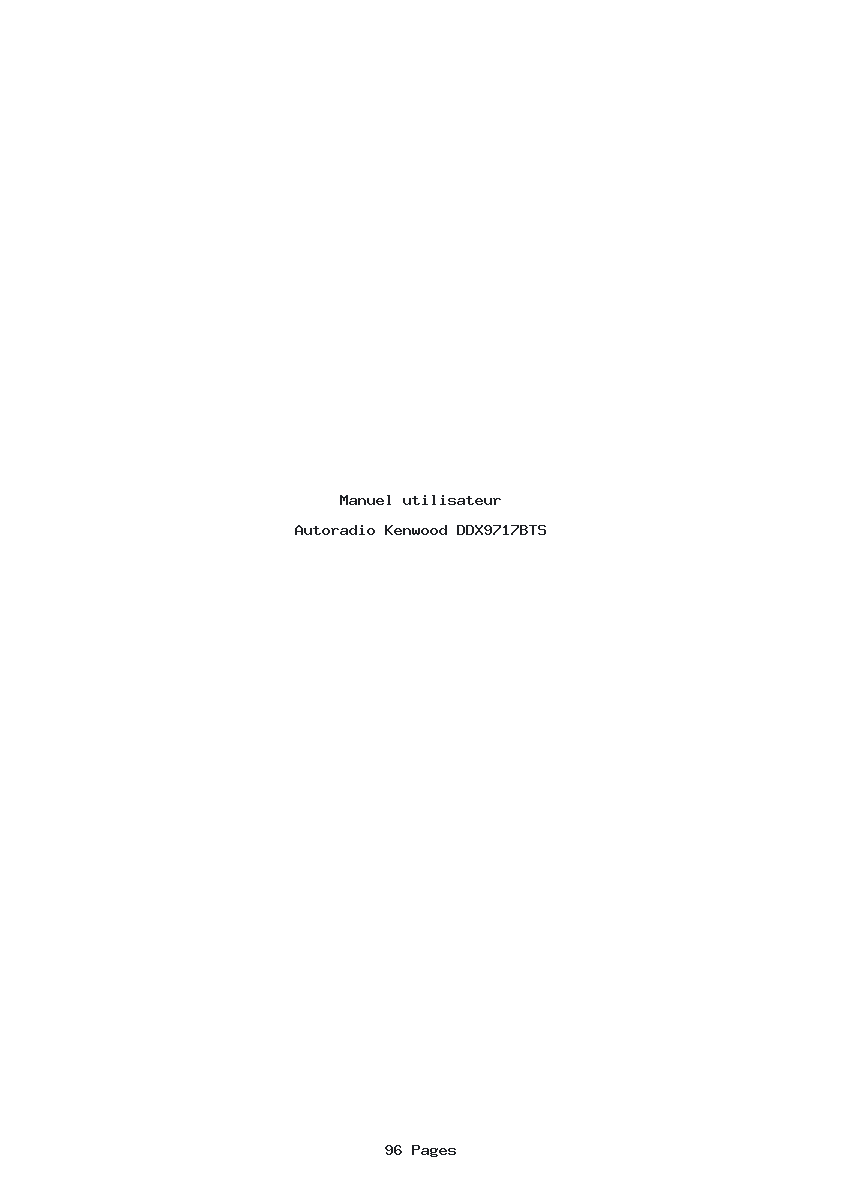 Page 1 de la notice Manuel utilisateur Kenwood DDX9717BTS
