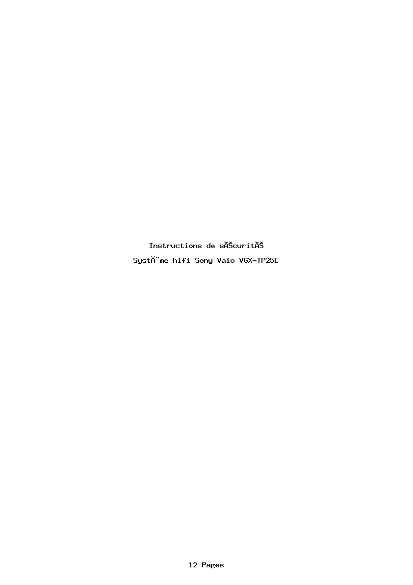 Image de la première page du manuel de l'appareil Vaio VGX-TP25E