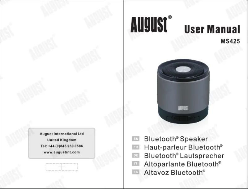 Page 1 de la notice Manuel utilisateur August MS425