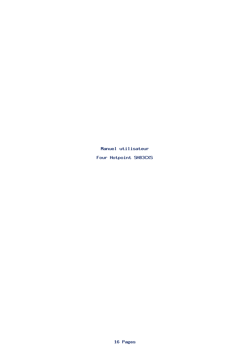 Page 1 de la notice Manuel utilisateur Hotpoint SH83CXS