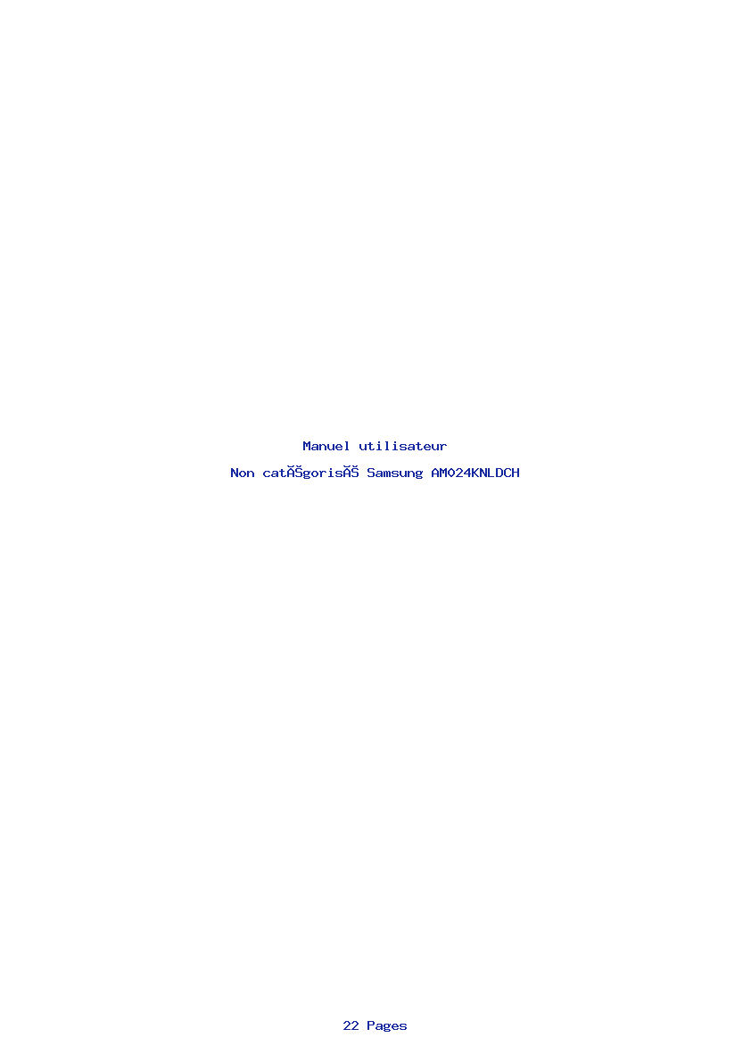 Page 1 de la notice Manuel utilisateur Samsung AM024KNLDCH
