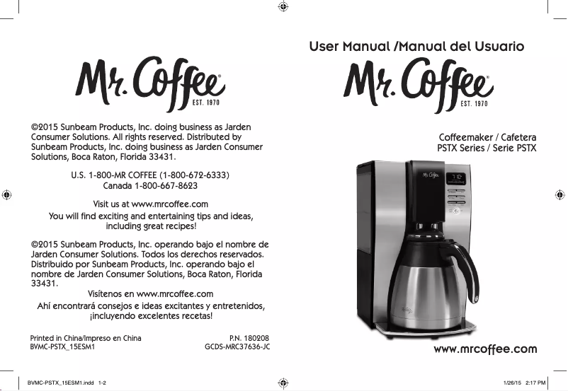 Page 1 de la notice Manuel utilisateur Mr. Coffee Optimal Brew 10-Cup